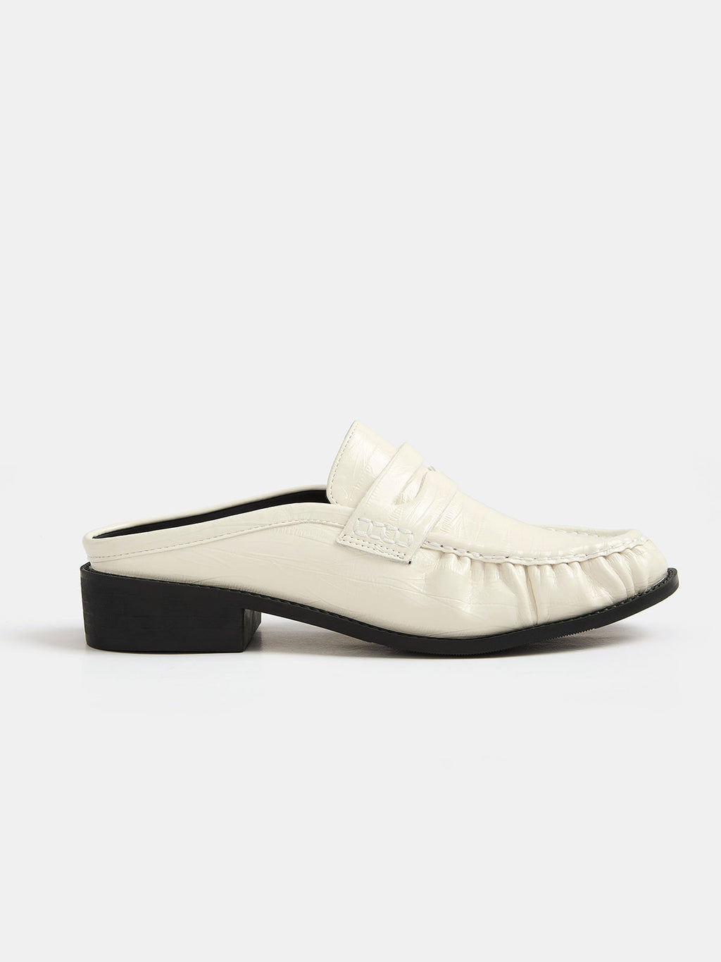 Ruched Toe Block Heel Loafer Mules - Comfortable Slip-on Dress Shoes for Women
