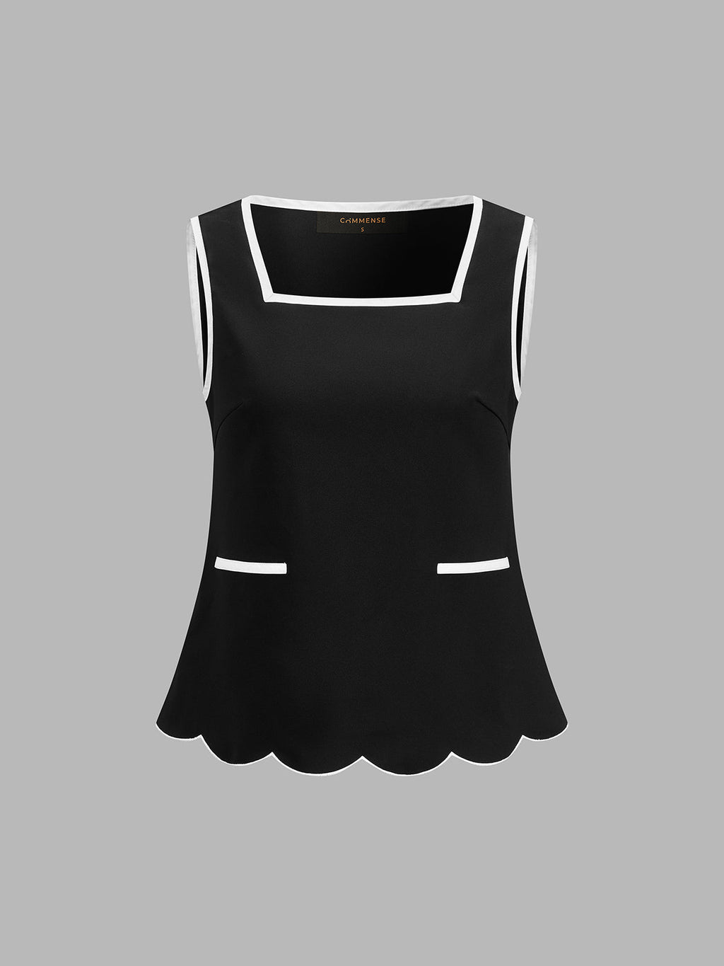 Contrast Scalloped Trim Two Piece Shorts Set for Women Casual Summer