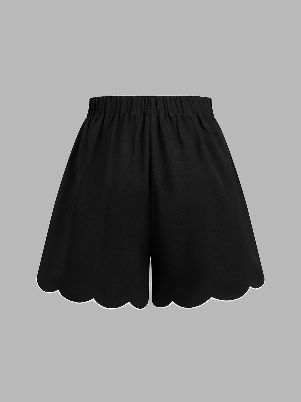 Contrast Scalloped Trim Two Piece Shorts Set for Women Casual Summer