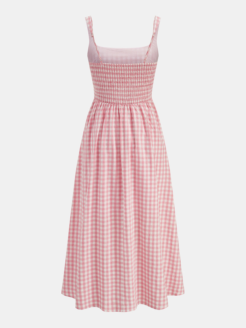 Plaid Smocked Bust Flare Vacation Sundress Lightweight Summer Style