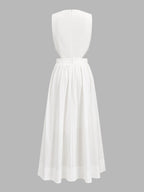 Sleeveless Cutout Waist Maxi Dress for Women, Elegant Full-Length Evening Gown