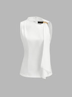 Metal Detail Sleeveless Flowy Blouse for Women Elegant Casual Wear