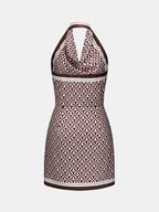 Halter Neck Printed Mini Dress with Backless Design