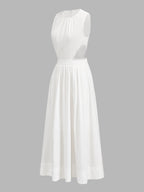 Sleeveless Cutout Waist Maxi Dress for Women, Elegant Full-Length Evening Gown