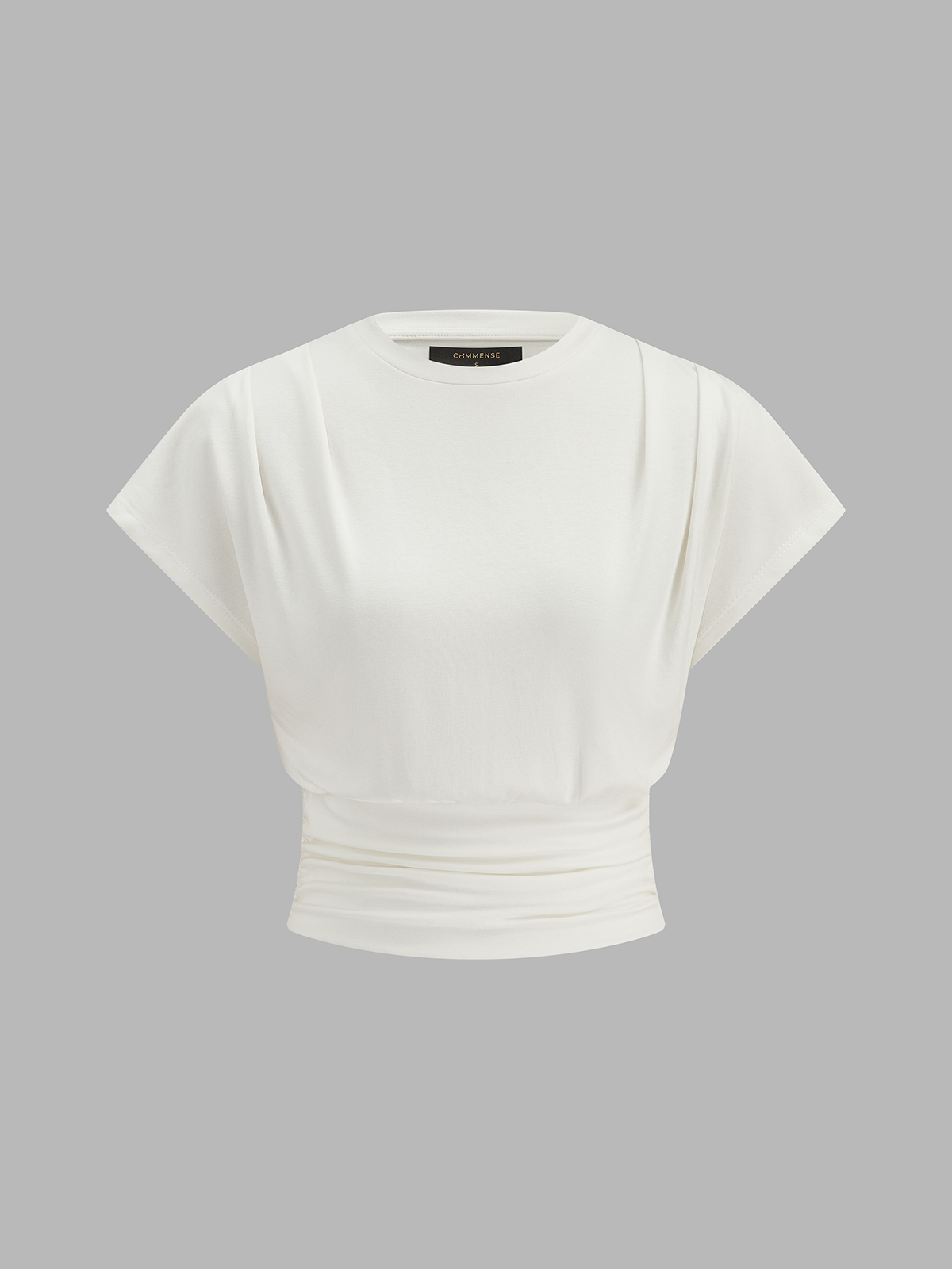 Short Sleeve Ruched Waist Casual T-Shirt for Women, Summer Comfort Fit