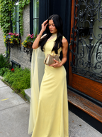 Sheer Drape Slim Maxi Evening Dress Elegant Long Formal Gown
