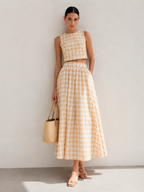 Gingham Two Piece Skirt Set for Women, Trendy Summer Outfit