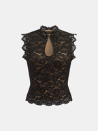 Keyhole Neck Lace Sleeveless Blouse for Women Summer Casual
