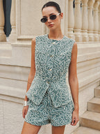 Cord Embroidery Sleeveless Denim Vest for Women Casual Summer Style