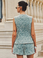 Cord Embroidery Sleeveless Denim Vest for Women Casual Summer Style