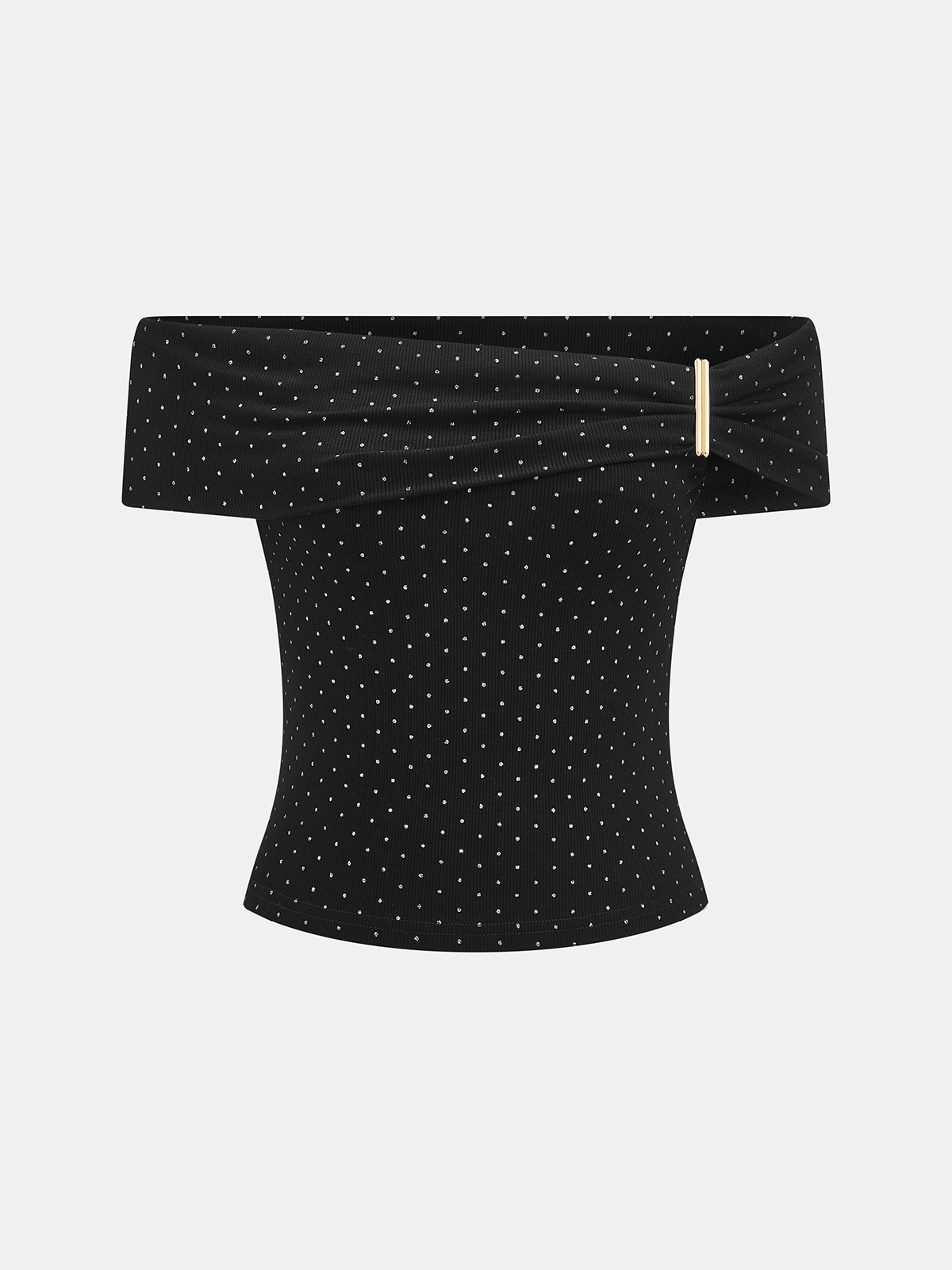 Detachable Metal Polka Dot Off Shoulder Top Women's Trendy Fashion
