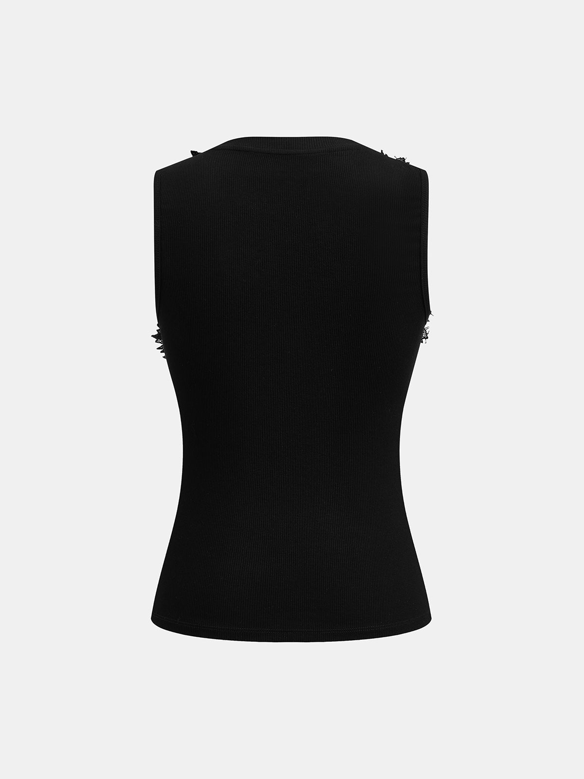 Floral Applique Ribbed Sleeveless Tank Top for Women Summer Casual