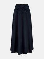 Cotton Linen Top & Lace Waist Skirt Set for Women's Casual Wear