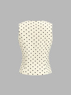 Polka Dot Folded Metal Button Vest Lightweight Fashion Statement