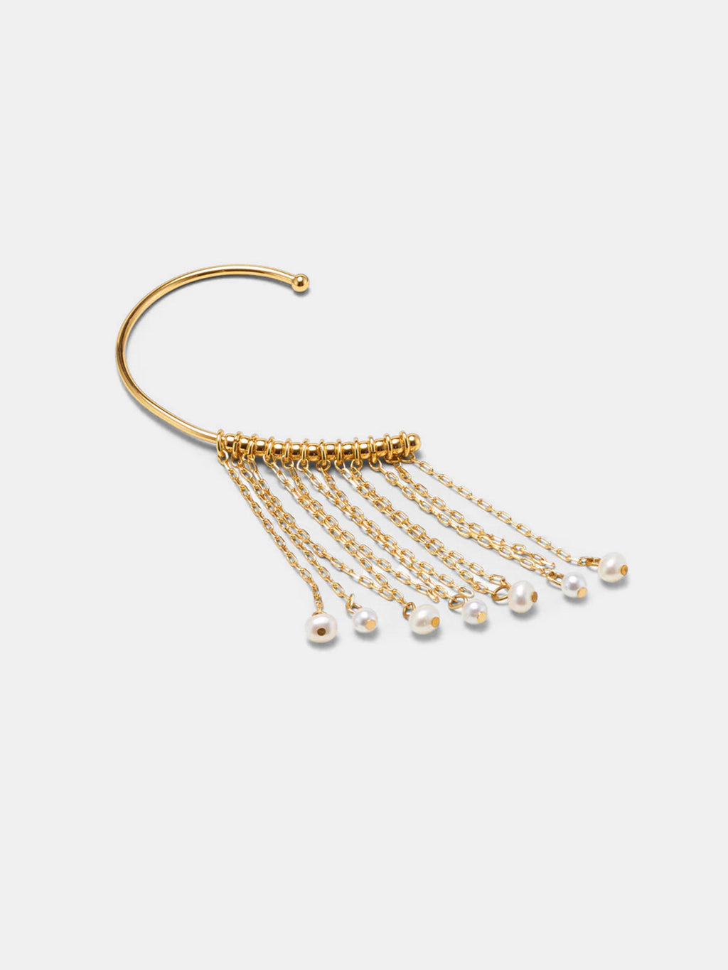 Pearl Tassel Chain Ear Cuff Earring, Elegant Women's Statement Jewelry Piece