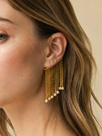 Pearl Tassel Chain Ear Cuff Earring, Elegant Women's Statement Jewelry Piece