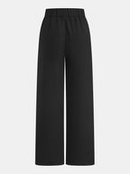 Metal Bar Detail Front Seam Straight Leg Tailored Trousers with High Waist