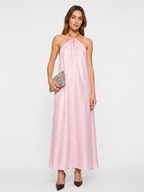 Chain Halter Satin Maxi Dress for Evening Events