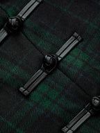 Plaid Frog Button Bodycon Mini Dress Classic Trendy Fit