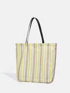 Rainbow Striped Large Shoulder Bag Spacious Tote for Everyday Use