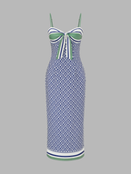 Geometric Print Tie-Front Slit Maxi Slip Dress with Adjustable Straps for Women