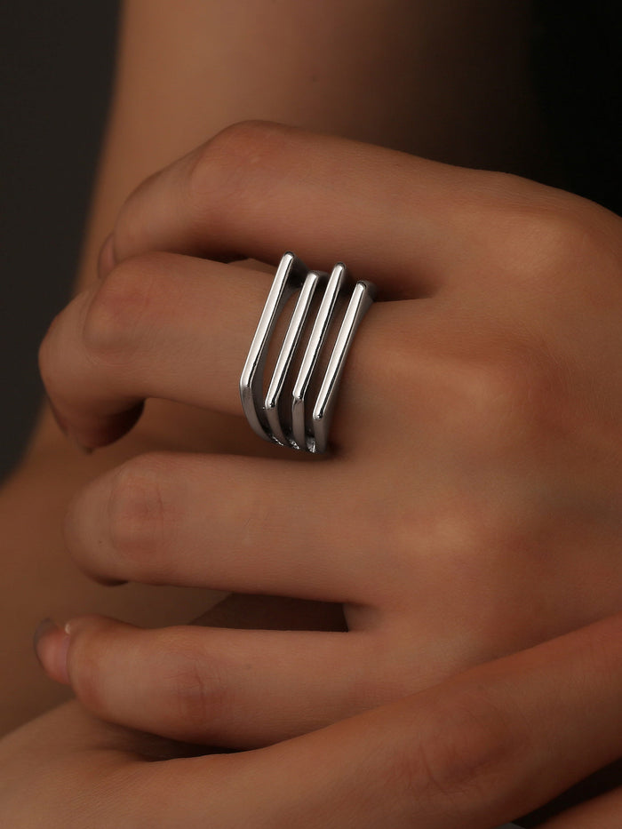 Geometric Multi Bar Statement Ring Bold Modern Stackable Accessory