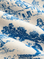 Toile Print Pleated Wide Leg Pants for Women Spring Fashion