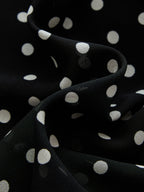 Polka Dot Cape Chiffon Romper with Belted Waist Detail