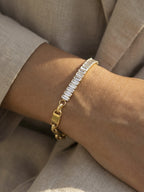 Baguette Zircon Mixed Chain Bracelet for Women Stylish Trendy Accessory