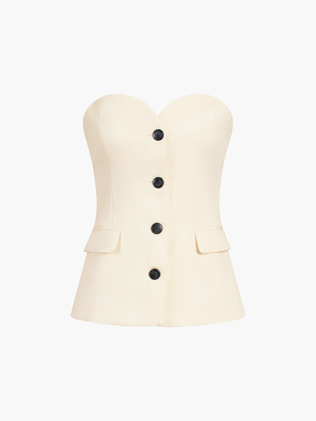 Sweetheart Button Up Tube Top with Trendy Smocked Design