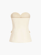Sweetheart Button Up Tube Top with Trendy Smocked Design