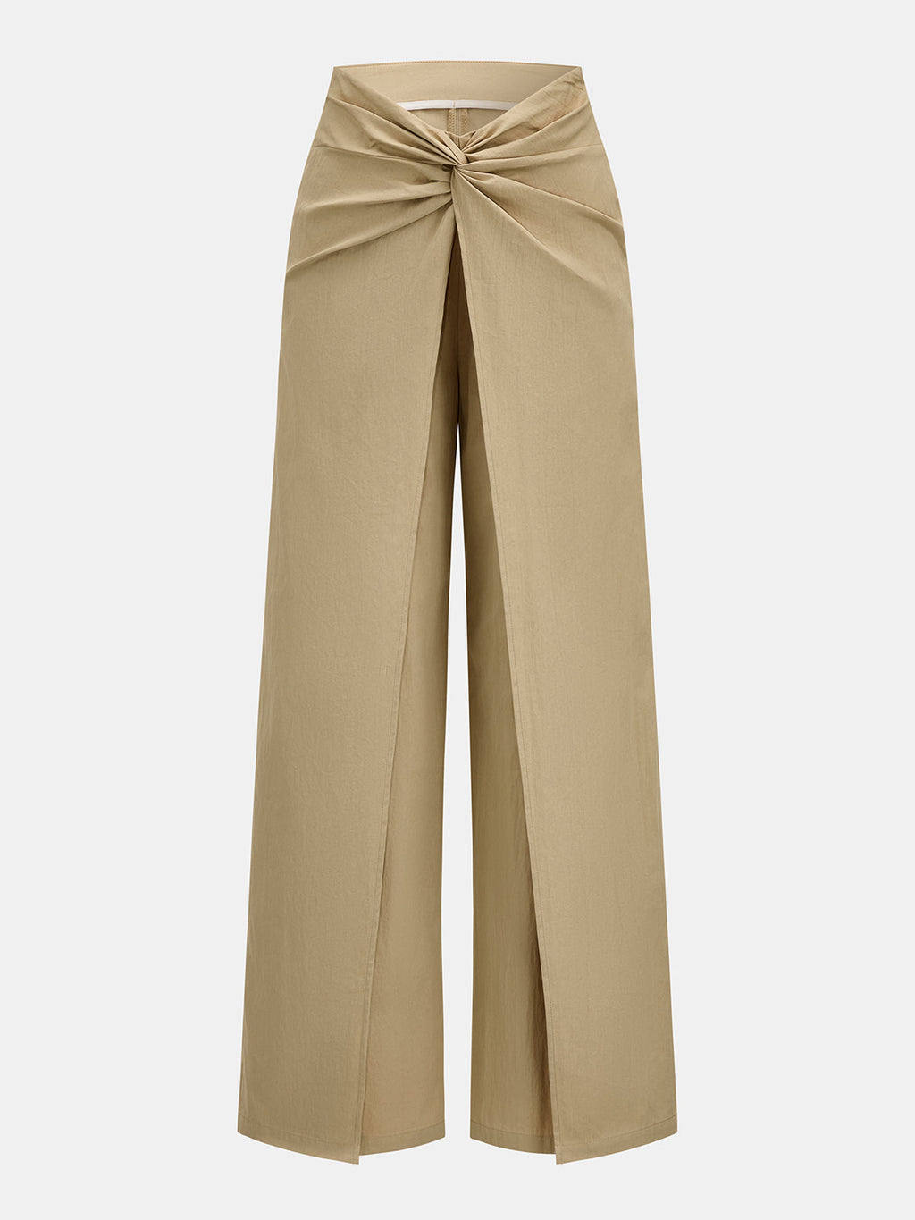 Twist Front Wrap Overlay Wide Leg Pants for Women, High Waist Elegant Style