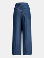Cross Halter Top & Slant Wrap Pants Set for Women Summer Fashion
