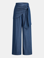 Cross Halter Top & Slant Wrap Pants Set for Women Summer Fashion