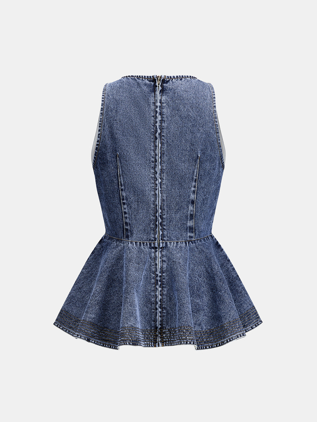 Sleeveless Peplum Denim Tank Top for Women Casual Summer