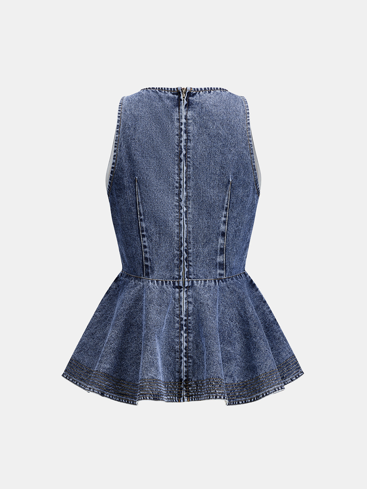 Sleeveless Peplum Denim Tank Top for Women Casual Summer