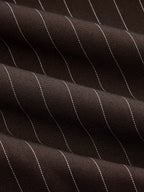 Collared Pinstripe Belted Slit Midi Dress Women's Office Wear Spring Collection