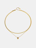 Double Layer Snake Chain Teardrop Pendant Necklace for Elegant Occasions