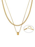 Double Layer Snake Chain Teardrop Pendant Necklace for Elegant Occasions