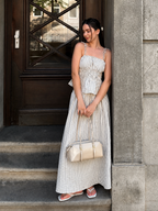 Striped Peplum Cami Top & Maxi Skirt Set for Women Summer Style