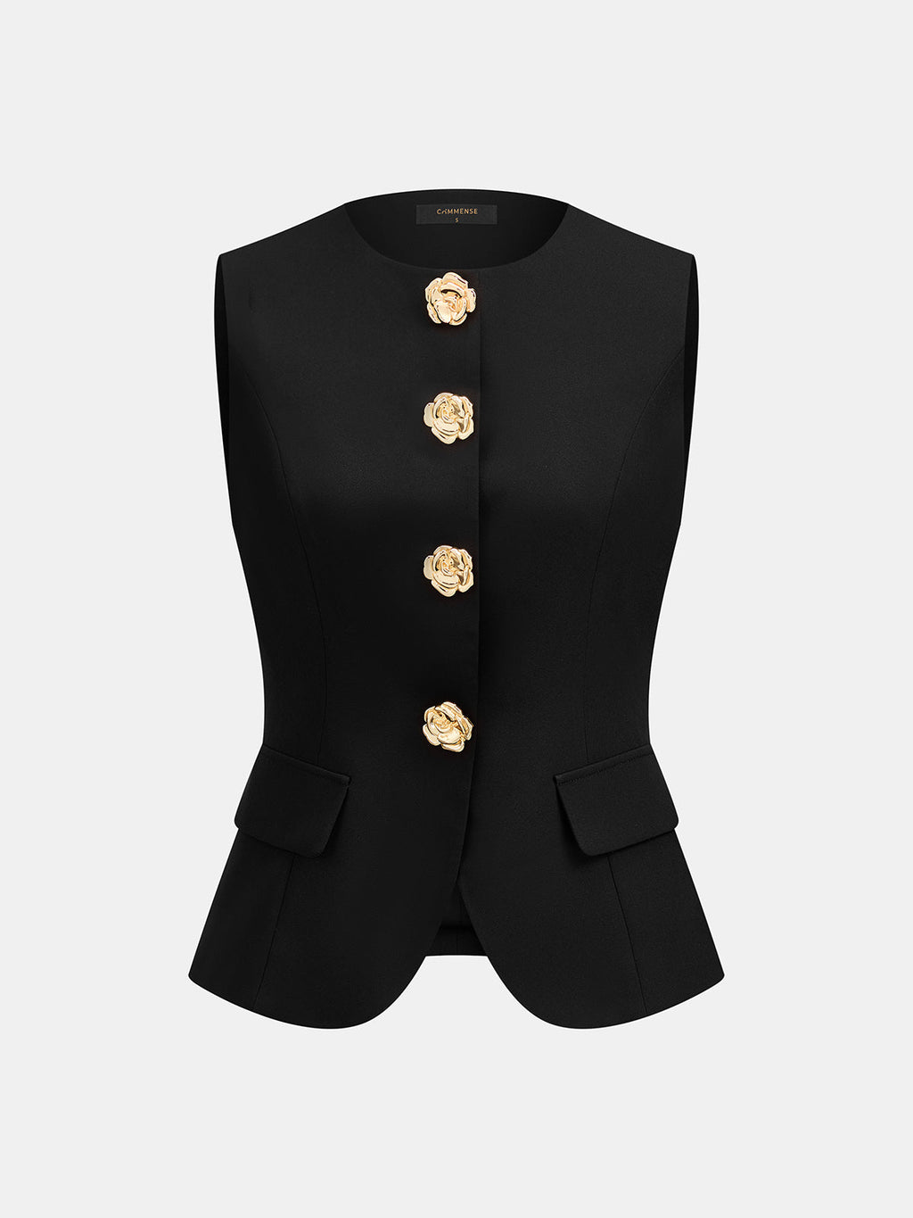 Flower Button Sleeveless Vest & Pants Set, Casual Summer Outfit for Women