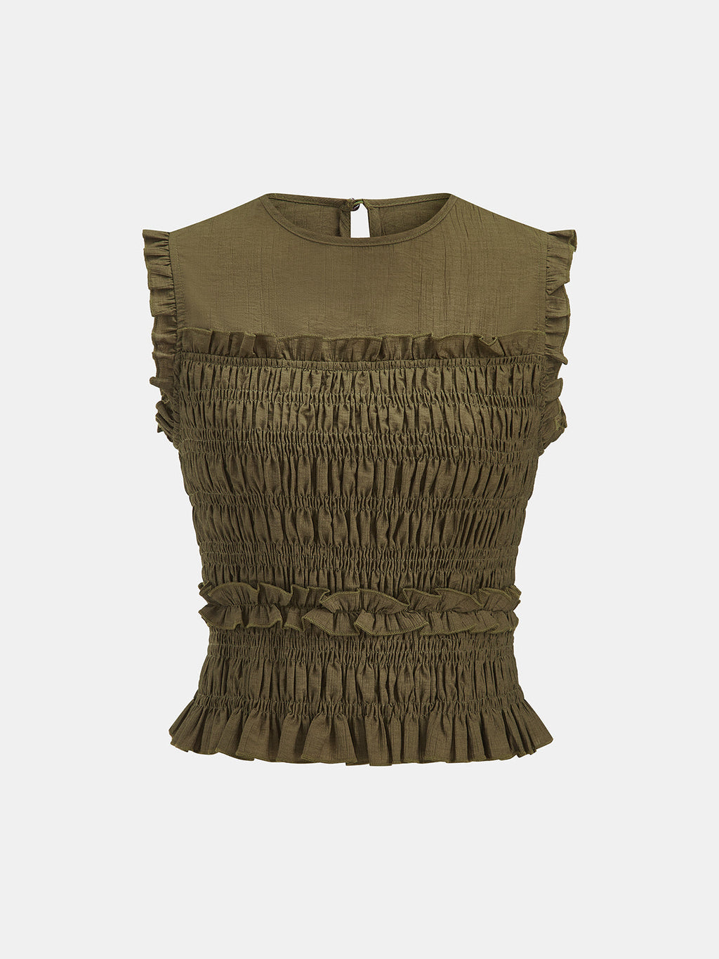Sleeveless Smocked Ruffled Blouse Women's Casual Summer Top