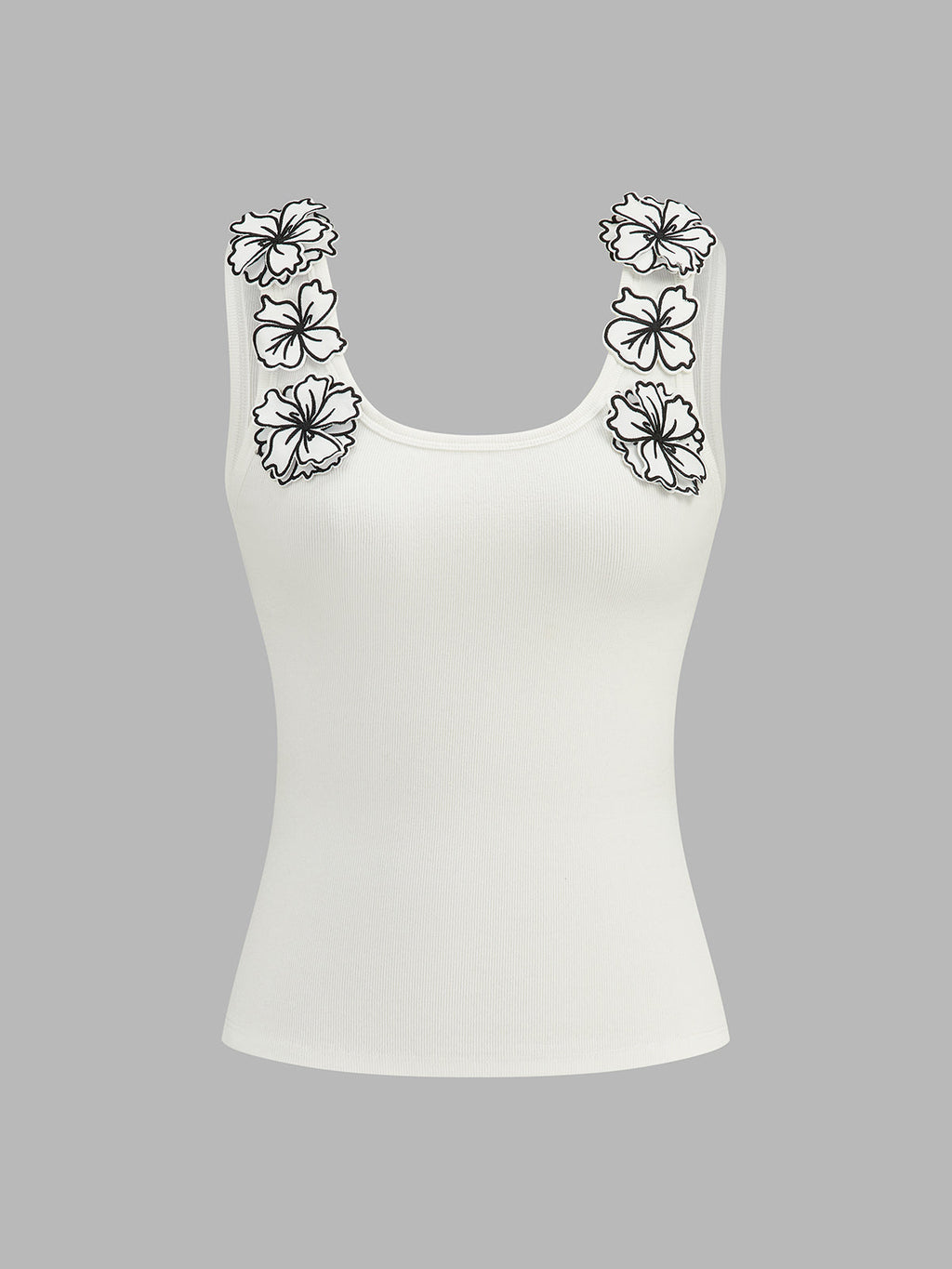 Flower Applique Slim Tank Top for Women Casual Summer Wear