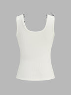 Flower Applique Slim Tank Top for Women Casual Summer Wear