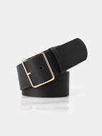 Wide Square Buckle Waist Belt for Women - Adjustable Leather Look