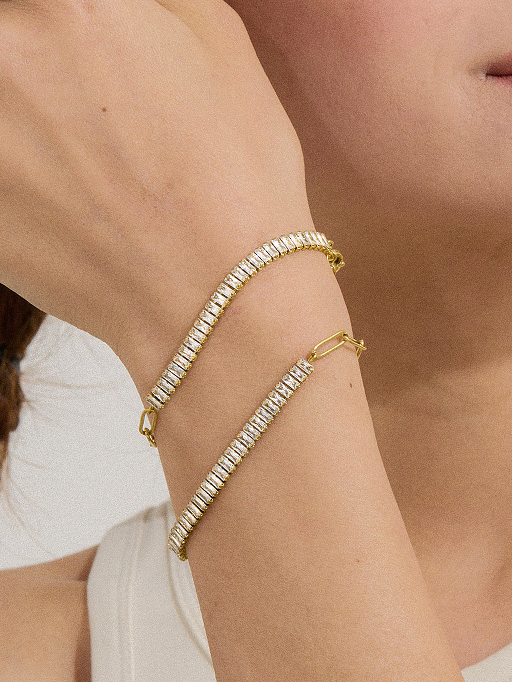 Baguette Crystal Paperclip Chain Bracelet - Elegant Fashion Accessory for Women
