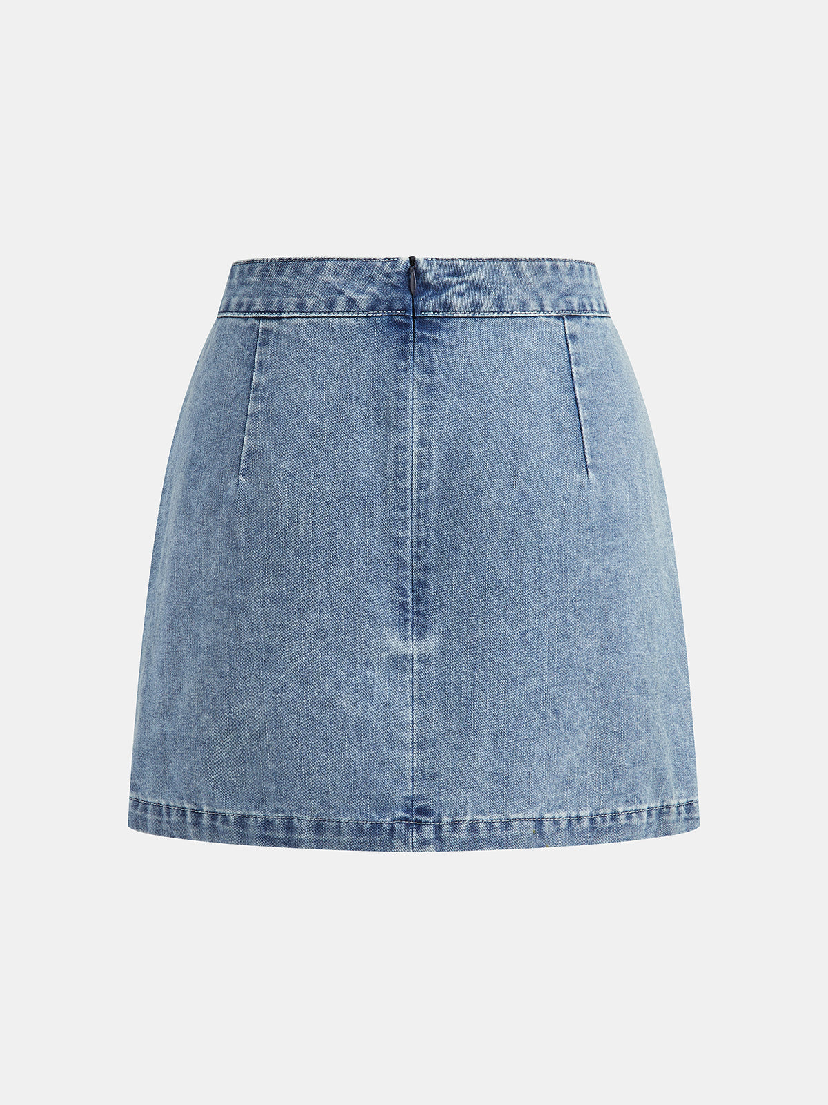 Scallop Edge Denim Two Piece Skirt Set Women's Fashion Outfit