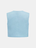 Sleeveless Textured Vest & Pleated Pant Set for Women Casual/Formal Wear