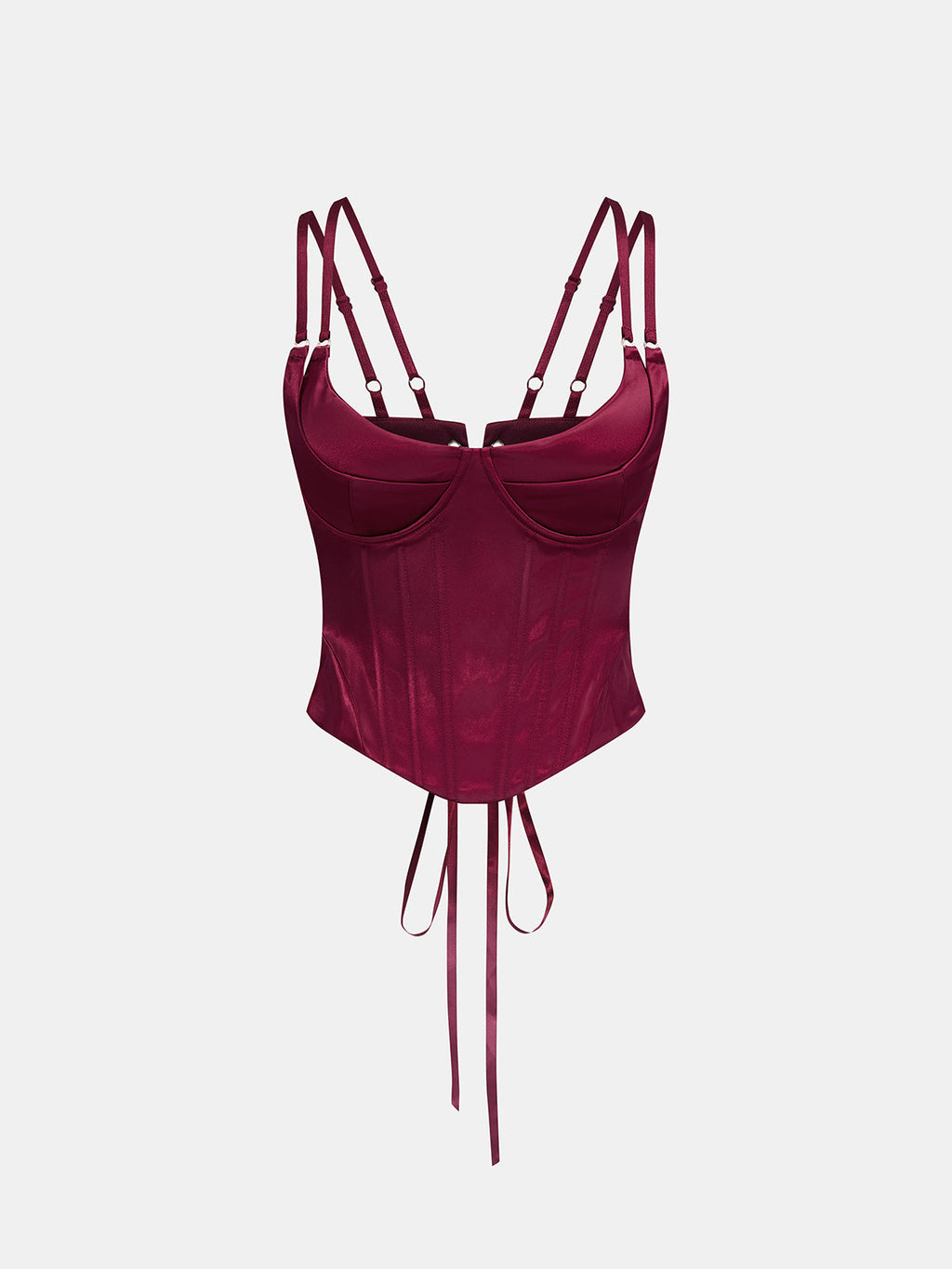 Double Strap Lace Up Satin Bustier with Adjustable Back Closure