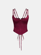 Double Strap Lace Up Satin Bustier with Adjustable Back Closure